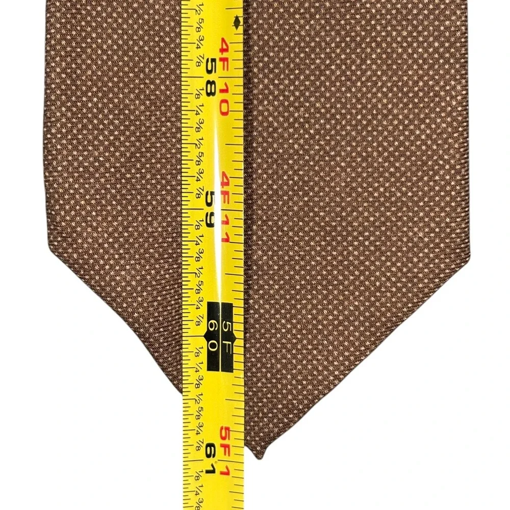 Ralph Lauren Purple Label Silk Cashmere Tie Brown Pin Dot Necktie Italy